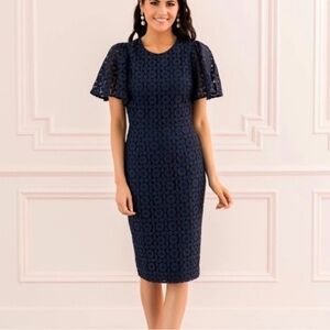 Elegant Navy Lace Dress